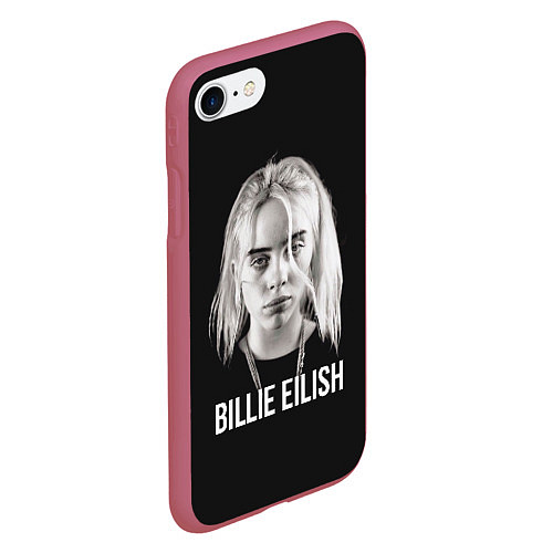 Чехол iPhone 7/8 матовый BILLIE EILISH / 3D-Малиновый – фото 2