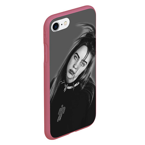 Чехол iPhone 7/8 матовый BILLIE EILISH / 3D-Малиновый – фото 2