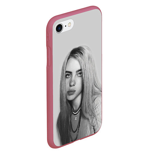 Чехол iPhone 7/8 матовый BILLIE EILISH / 3D-Малиновый – фото 2