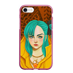 Чехол iPhone 7/8 матовый Billie Eilish: Turquoise Hair, цвет: 3D-малиновый