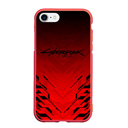 Чехол iPhone 7/8 матовый Cyberpunk 2077: Red Techno цвета 3D-красный — фото 1