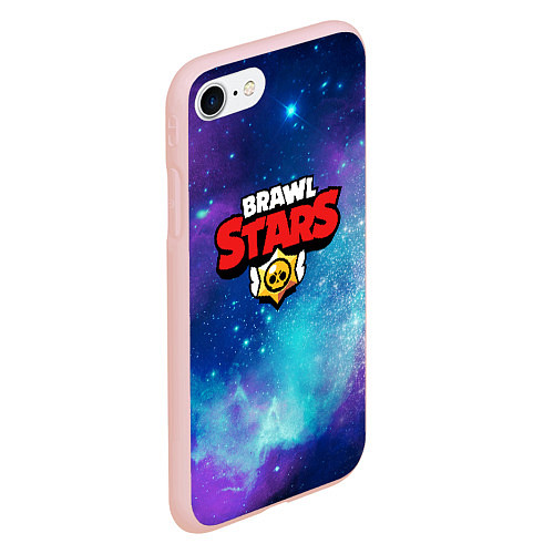 Чехол iPhone 7/8 матовый BRAWL STARS лого в космосе / 3D-Светло-розовый – фото 2