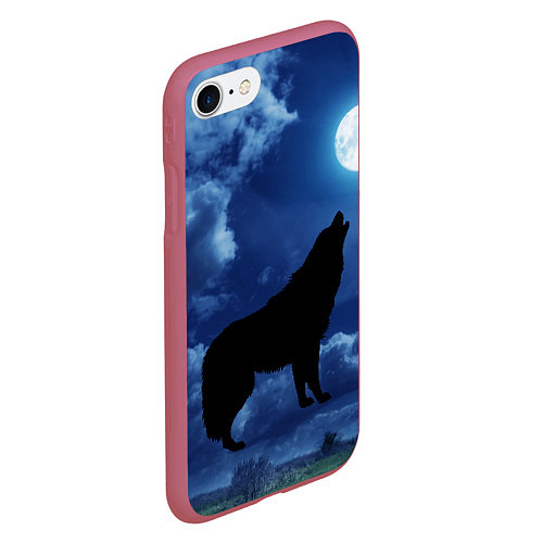 Чехол iPhone 7/8 матовый WOLF / 3D-Малиновый – фото 2