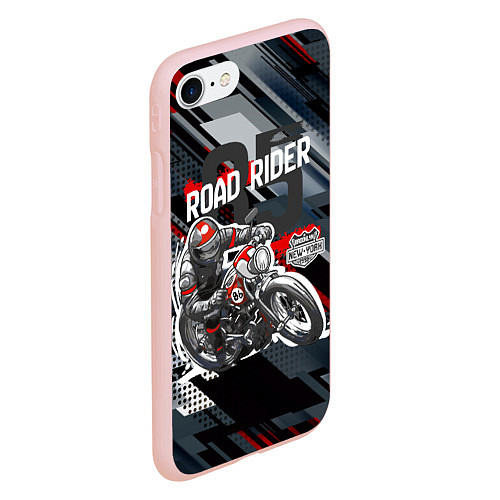 Чехол iPhone 7/8 матовый Road rider мотоциклист / 3D-Светло-розовый – фото 2