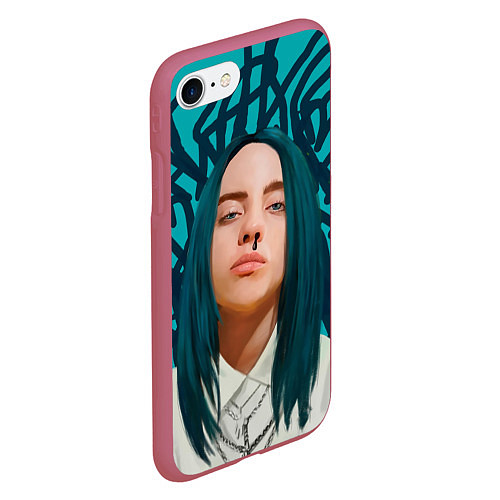 Чехол iPhone 7/8 матовый Billie Eilish / 3D-Малиновый – фото 2