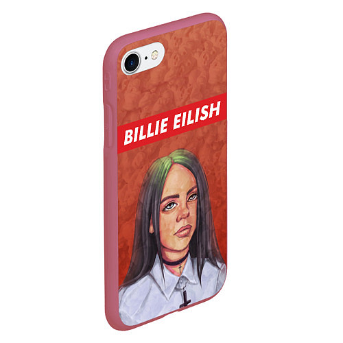 Чехол iPhone 7/8 матовый Billie Eilish / 3D-Малиновый – фото 2