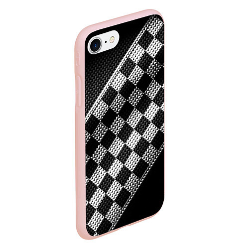 Чехол iPhone 7/8 матовый Финишная лента в клетку / 3D-Светло-розовый – фото 2