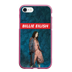 Чехол iPhone 7/8 матовый BILLIE EILISH, цвет: 3D-малиновый