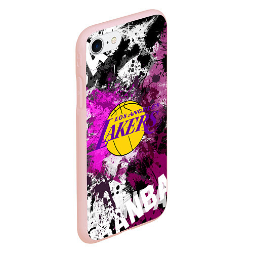 Чехол iPhone 7/8 матовый Лос-Анджелес Лейкерс, Los Angeles Lakers / 3D-Светло-розовый – фото 2