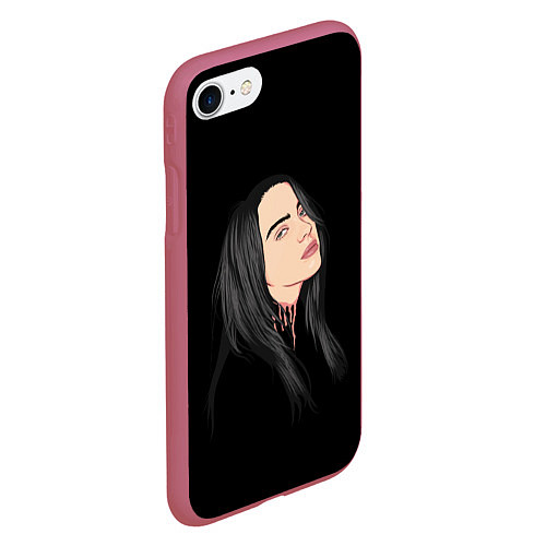 Чехол iPhone 7/8 матовый Billie Eilish: Black Style / 3D-Малиновый – фото 2