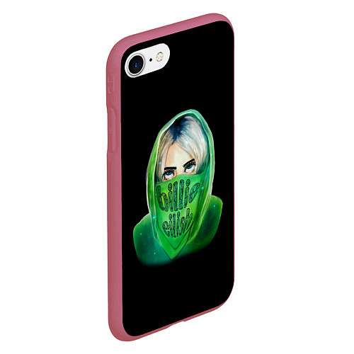 Чехол iPhone 7/8 матовый Billie Eilish: Green Acid / 3D-Малиновый – фото 2