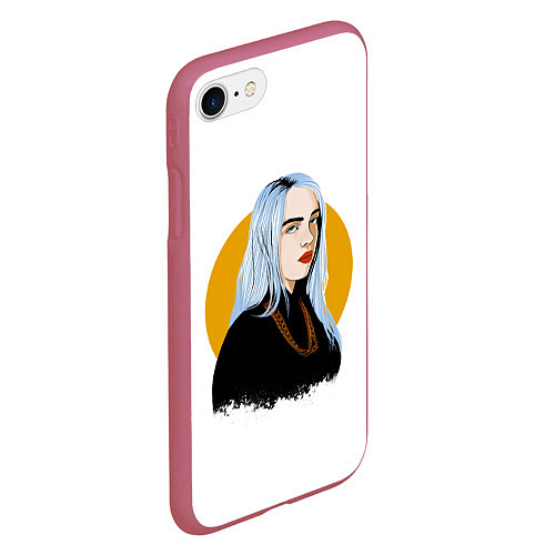 Чехол iPhone 7/8 матовый Billie Eilish / 3D-Малиновый – фото 2