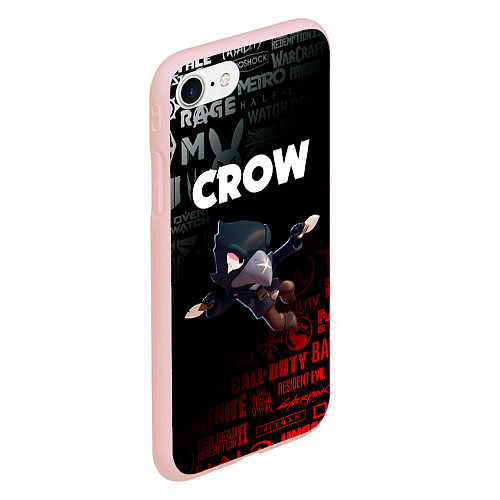 Чехол iPhone 7/8 матовый BRAWL STARS CROW / 3D-Светло-розовый – фото 2