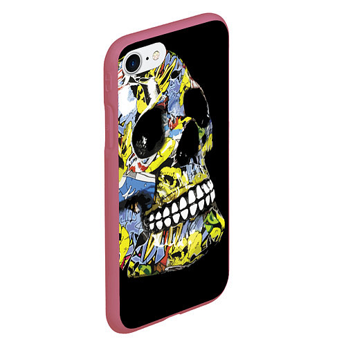 Чехол iPhone 7/8 матовый Graffiti - Skull / 3D-Малиновый – фото 2