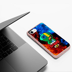 Чехол iPhone 7/8 матовый Brawl Stars LEON, цвет: 3D-светло-розовый — фото 2