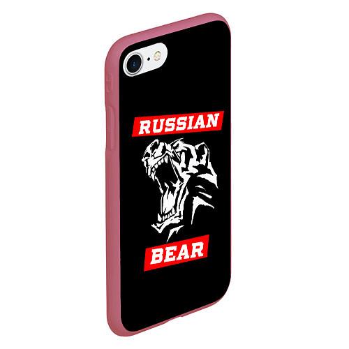 Чехол iPhone 7/8 матовый RUSSIAN BEAR - WILD POWER / 3D-Малиновый – фото 2