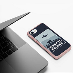 Чехол iPhone 7/8 матовый I want to believe, цвет: 3D-светло-розовый — фото 2