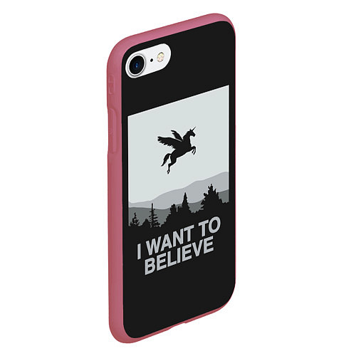 Чехол iPhone 7/8 матовый I want to believe / 3D-Малиновый – фото 2