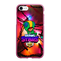 Чехол iPhone 7/8 матовый BRAWL STARS НОВОГОДНИЙ, цвет: 3D-малиновый