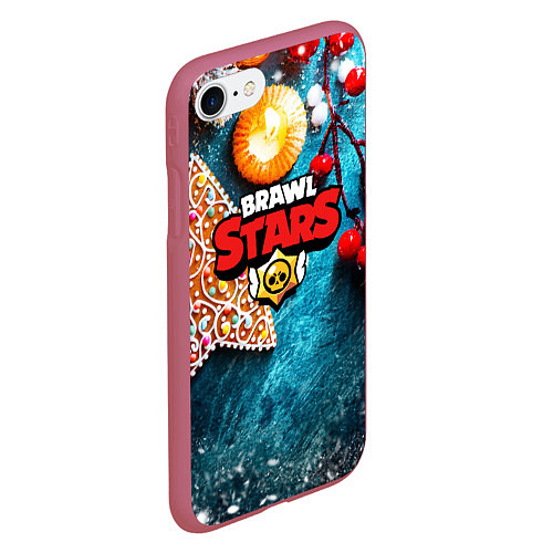 Чехол iPhone 7/8 матовый Brawl Stars новогодний / 3D-Малиновый – фото 2