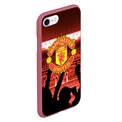 Чехол iPhone 7/8 матовый Manchester United, цвет: 3D-малиновый — фото 2