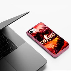 Чехол iPhone 7/8 матовый CS GO, цвет: 3D-малиновый — фото 2