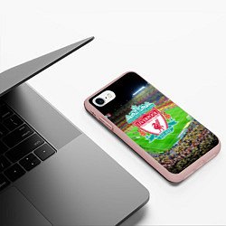 Чехол iPhone 7/8 матовый FC Liverpool, цвет: 3D-светло-розовый — фото 2
