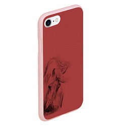 Чехол iPhone 7/8 матовый Конь на красном фоне, цвет: 3D-светло-розовый — фото 2