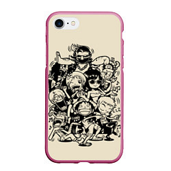Чехол iPhone 7/8 матовый One Piece, цвет: 3D-малиновый