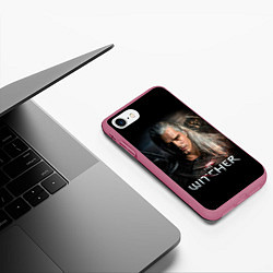 Чехол iPhone 7/8 матовый THE WITCHER, цвет: 3D-малиновый — фото 2