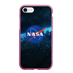 Чехол iPhone 7/8 матовый NASA, цвет: 3D-малиновый