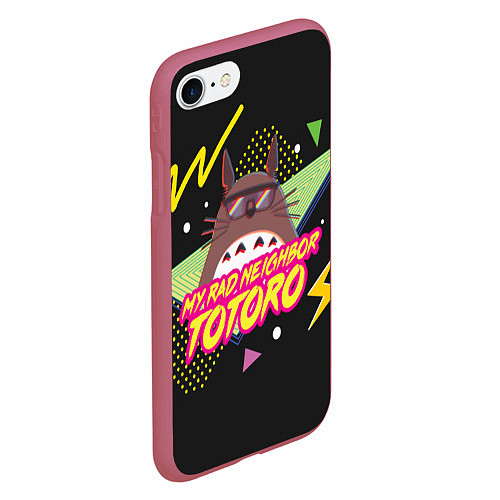 Чехол iPhone 7/8 матовый Totoro My rad ne ighbor / 3D-Малиновый – фото 2