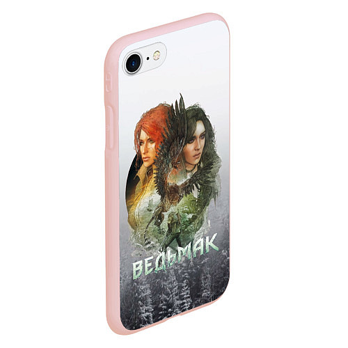 Чехол iPhone 7/8 матовый Ведьмак: Трис и Йеннифер / 3D-Светло-розовый – фото 2