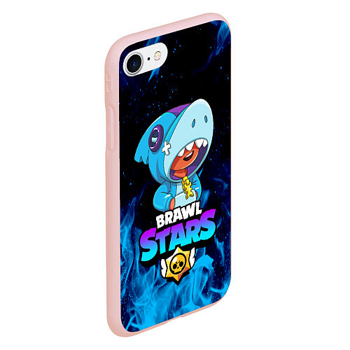 Чехол iPhone 7/8 матовый BRAWL STARS LEON SHARK / 3D-Светло-розовый – фото 2