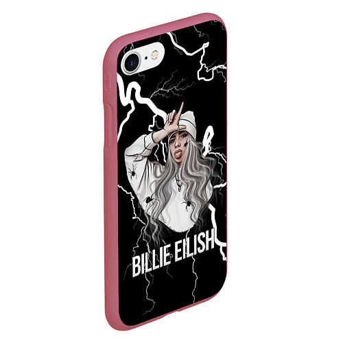 Чехол iPhone 7/8 матовый BILLIE EILISH / 3D-Малиновый – фото 2