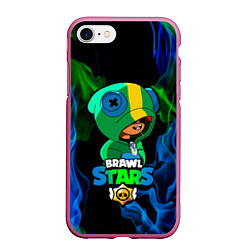 Чехол iPhone 7/8 матовый Brawl Stars LEON, цвет: 3D-малиновый