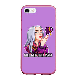 Чехол iPhone 7/8 матовый BILLIE EILISH, цвет: 3D-малиновый