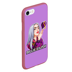 Чехол iPhone 7/8 матовый BILLIE EILISH, цвет: 3D-малиновый — фото 2