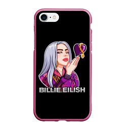 Чехол iPhone 7/8 матовый BILLIE EILISH, цвет: 3D-малиновый