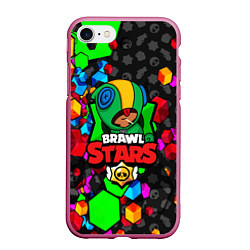Чехол iPhone 7/8 матовый BRAWL STARS LEON, цвет: 3D-малиновый