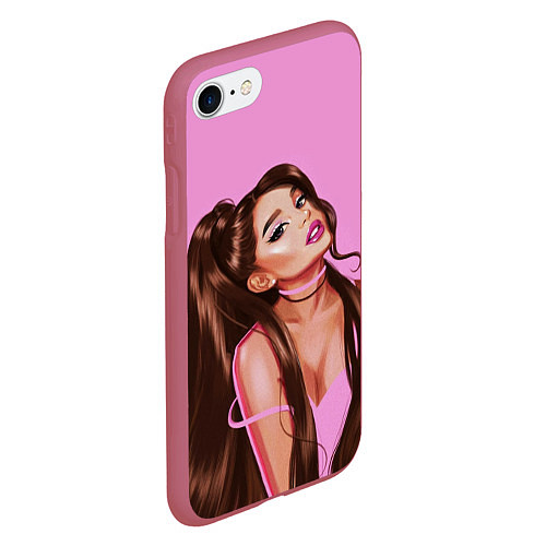 Чехол iPhone 7/8 матовый Ariana Grande Ариана Гранде / 3D-Малиновый – фото 2