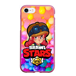 Чехол iPhone 7/8 матовый Brawl Stars - Jessie, цвет: 3D-малиновый