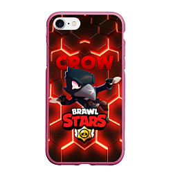 Чехол iPhone 7/8 матовый BRAWL STARS CROW, цвет: 3D-малиновый