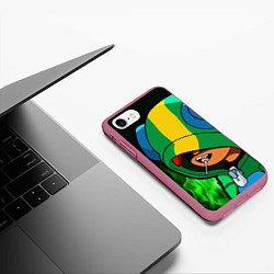 Чехол iPhone 7/8 матовый Brawl Stars LEON, цвет: 3D-малиновый — фото 2