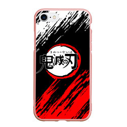 Чехол iPhone 7/8 матовый KIMETSU NO YAIBA, цвет: 3D-светло-розовый