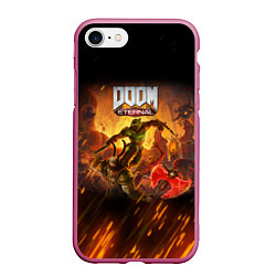 Чехол iPhone 7/8 матовый DOOM, цвет: 3D-малиновый