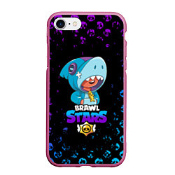 Чехол iPhone 7/8 матовый BRAWL STARS LEON SHARK, цвет: 3D-малиновый