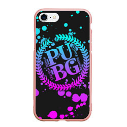 Чехол iPhone 7/8 матовый PUBG, цвет: 3D-светло-розовый