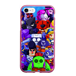 Чехол iPhone 7/8 матовый BRAWL STARS ALL BRAWLER, цвет: 3D-малиновый