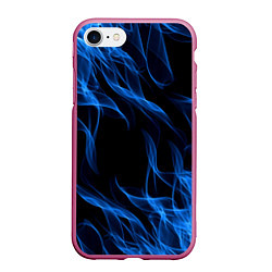 Чехол iPhone 7/8 матовый BLUE FIRE FLAME, цвет: 3D-малиновый